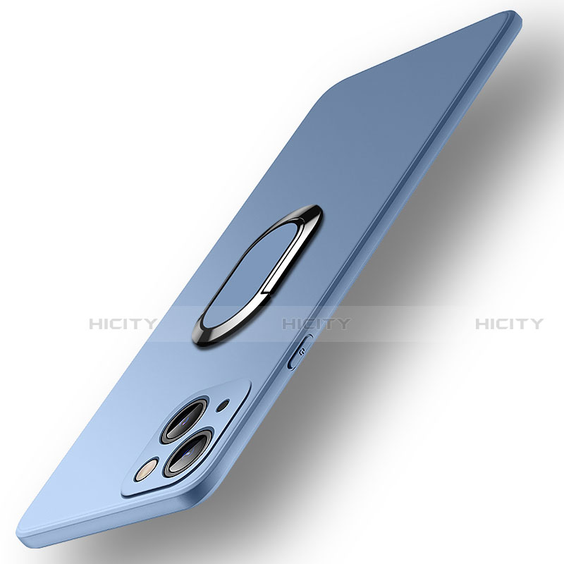 Coque Ultra Fine Silicone Souple Housse Etui avec Support Bague Anneau Aimante Magnetique A09 pour Apple iPhone 13 Bleu Ciel Plus