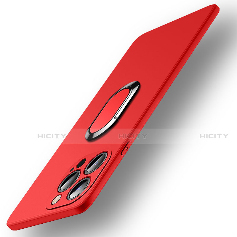 Coque Ultra Fine Silicone Souple Housse Etui avec Support Bague Anneau Aimante Magnetique A09 pour Apple iPhone 15 Pro Max Rouge Plus