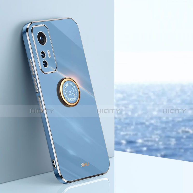 Coque Ultra Fine Silicone Souple Housse Etui avec Support Bague Anneau Aimante Magnetique A10 pour Xiaomi Mi 12 5G Bleu Plus