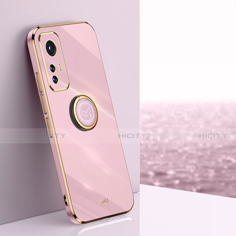 Coque Ultra Fine Silicone Souple Housse Etui avec Support Bague Anneau Aimante Magnetique A10 pour Xiaomi Mi 12 5G Rose Plus