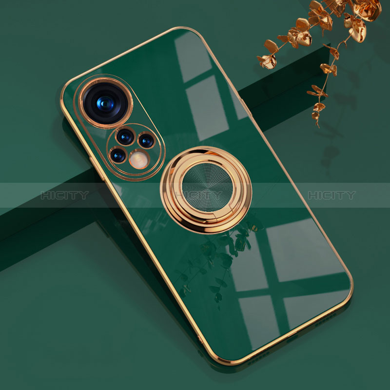 Coque Ultra Fine Silicone Souple Housse Etui avec Support Bague Anneau Aimante Magnetique AN1 pour Huawei Honor 50 5G Vert Plus