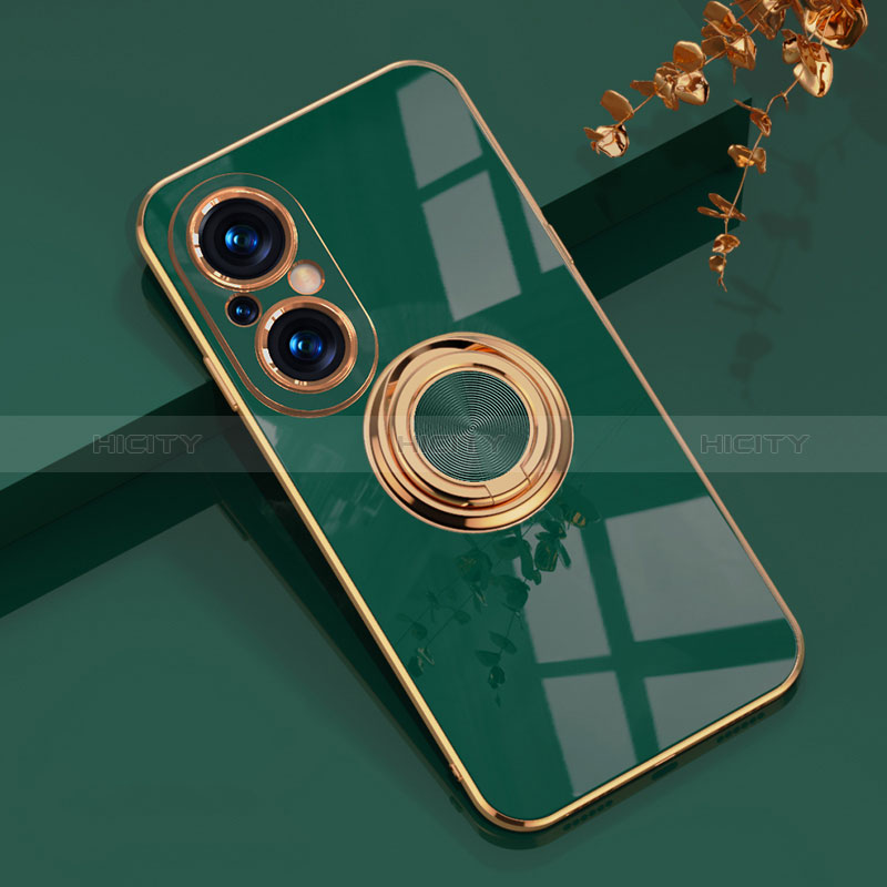 Coque Ultra Fine Silicone Souple Housse Etui avec Support Bague Anneau Aimante Magnetique AN1 pour Huawei Honor 50 SE 5G Vert Plus