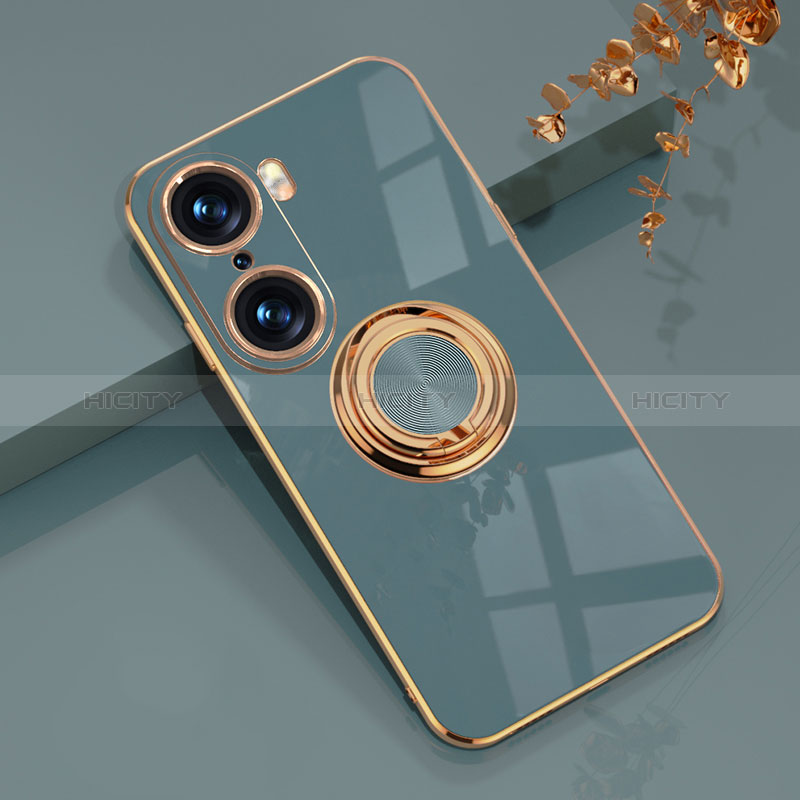 Coque Ultra Fine Silicone Souple Housse Etui avec Support Bague Anneau Aimante Magnetique AN1 pour Huawei Honor 60 Pro 5G Plus