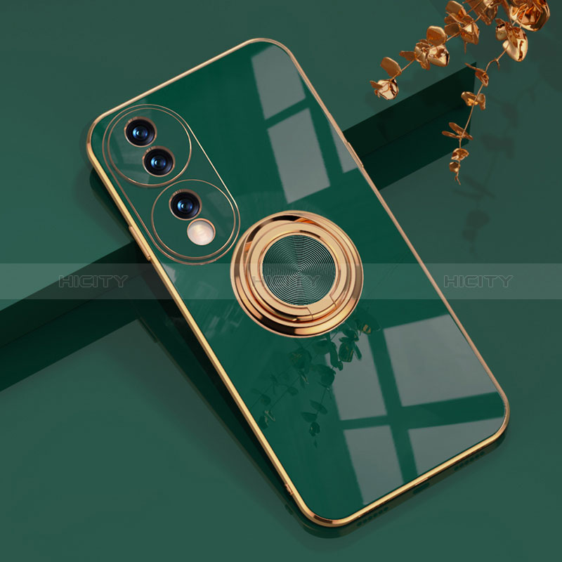 Coque Ultra Fine Silicone Souple Housse Etui avec Support Bague Anneau Aimante Magnetique AN1 pour Huawei Honor 70 5G Vert Plus