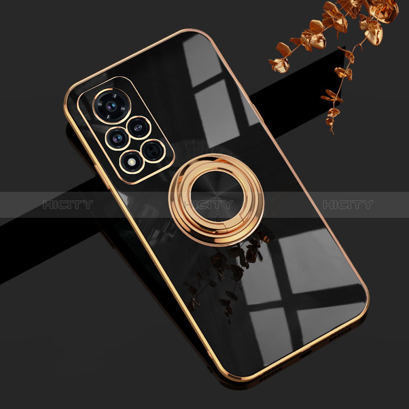 Coque Ultra Fine Silicone Souple Housse Etui avec Support Bague Anneau Aimante Magnetique AN1 pour Huawei Honor V40 5G Noir Plus