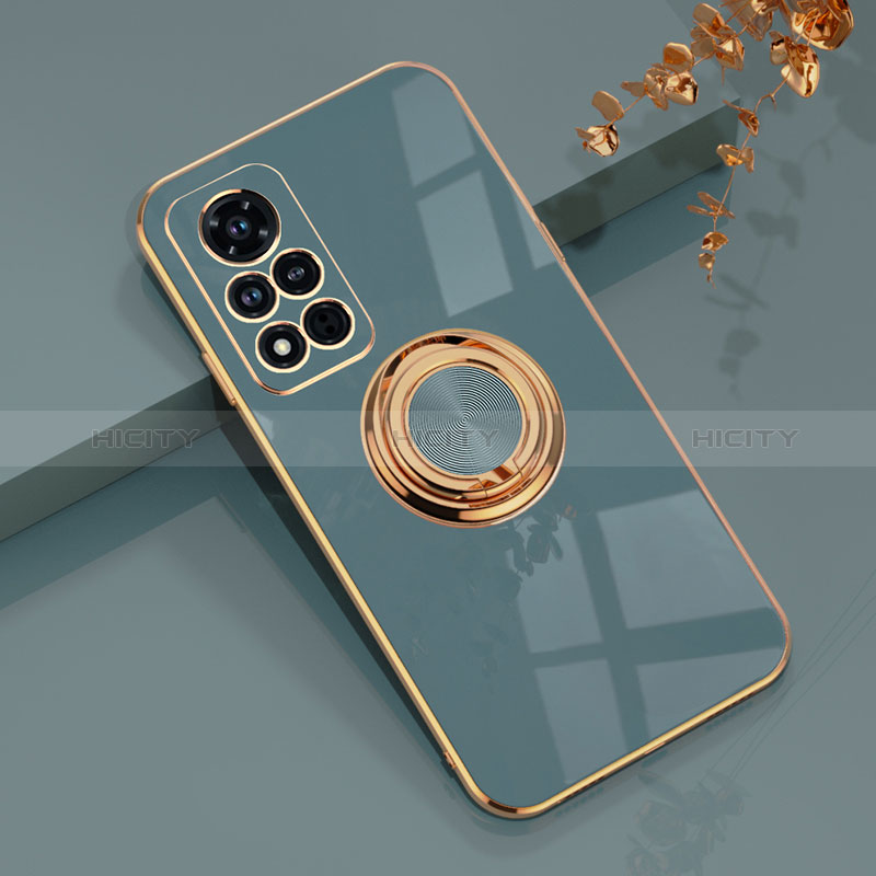 Coque Ultra Fine Silicone Souple Housse Etui avec Support Bague Anneau Aimante Magnetique AN1 pour Huawei Honor V40 5G Plus