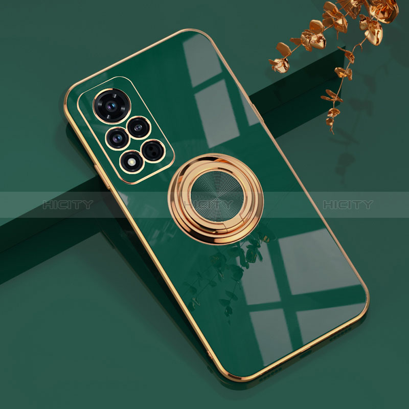 Coque Ultra Fine Silicone Souple Housse Etui avec Support Bague Anneau Aimante Magnetique AN1 pour Huawei Honor V40 5G Vert Plus