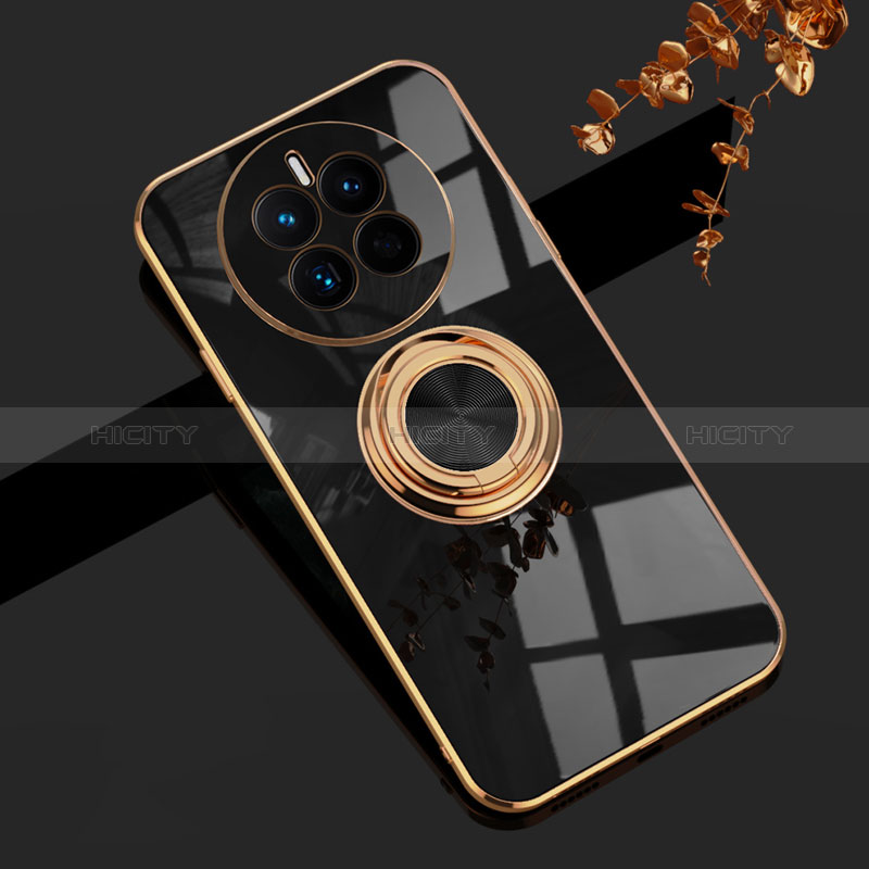 Coque Ultra Fine Silicone Souple Housse Etui avec Support Bague Anneau Aimante Magnetique AN1 pour Huawei Mate 50E Noir Plus