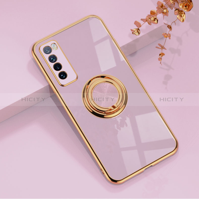 Coque Ultra Fine Silicone Souple Housse Etui avec Support Bague Anneau Aimante Magnetique AN1 pour Huawei Nova 7 5G Plus