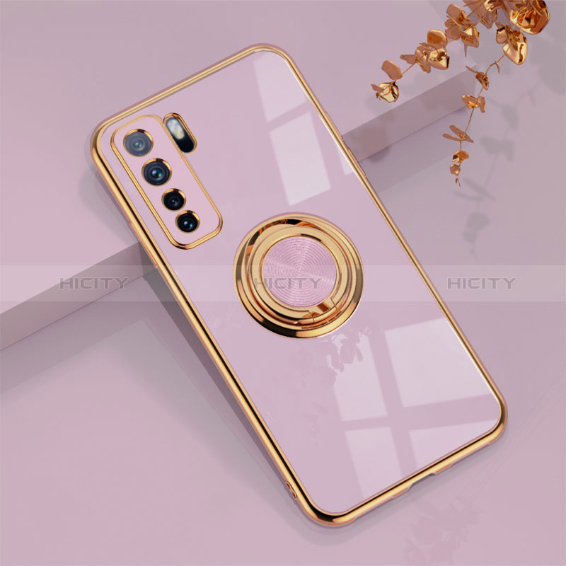 Coque Ultra Fine Silicone Souple Housse Etui avec Support Bague Anneau Aimante Magnetique AN1 pour Huawei Nova 7 SE 5G Plus