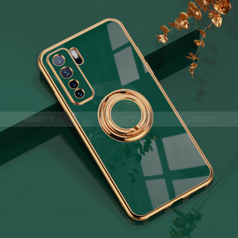 Coque Ultra Fine Silicone Souple Housse Etui avec Support Bague Anneau Aimante Magnetique AN1 pour Huawei Nova 7 SE 5G Plus