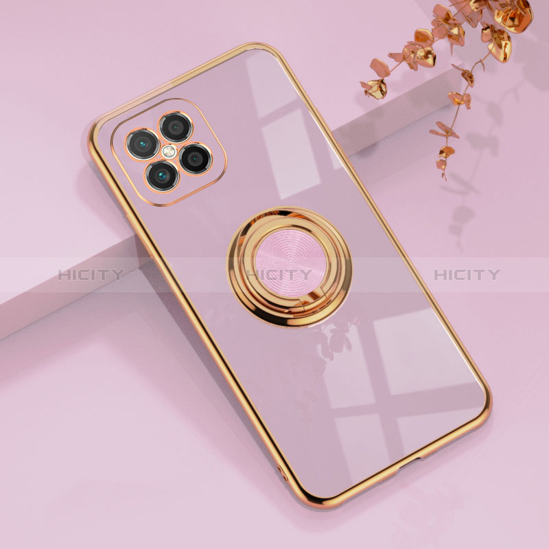 Coque Ultra Fine Silicone Souple Housse Etui avec Support Bague Anneau Aimante Magnetique AN1 pour Huawei Nova 8 SE 4G Violet Clair Plus