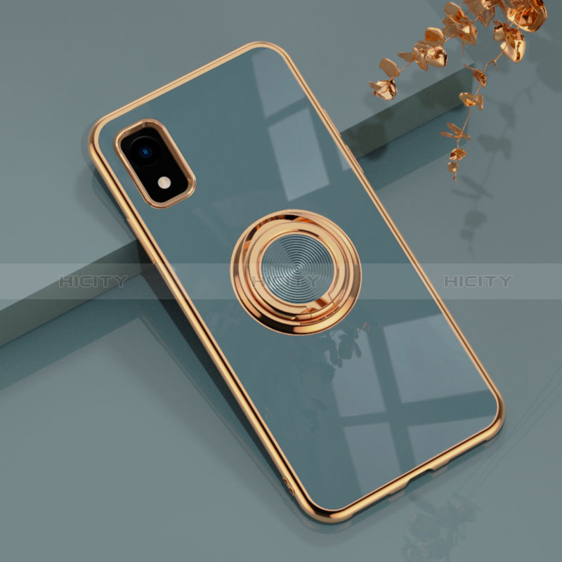 Coque Ultra Fine Silicone Souple Housse Etui avec Support Bague Anneau Aimante Magnetique AN1 pour Sharp Aquos wish3 Gris Lavende Plus