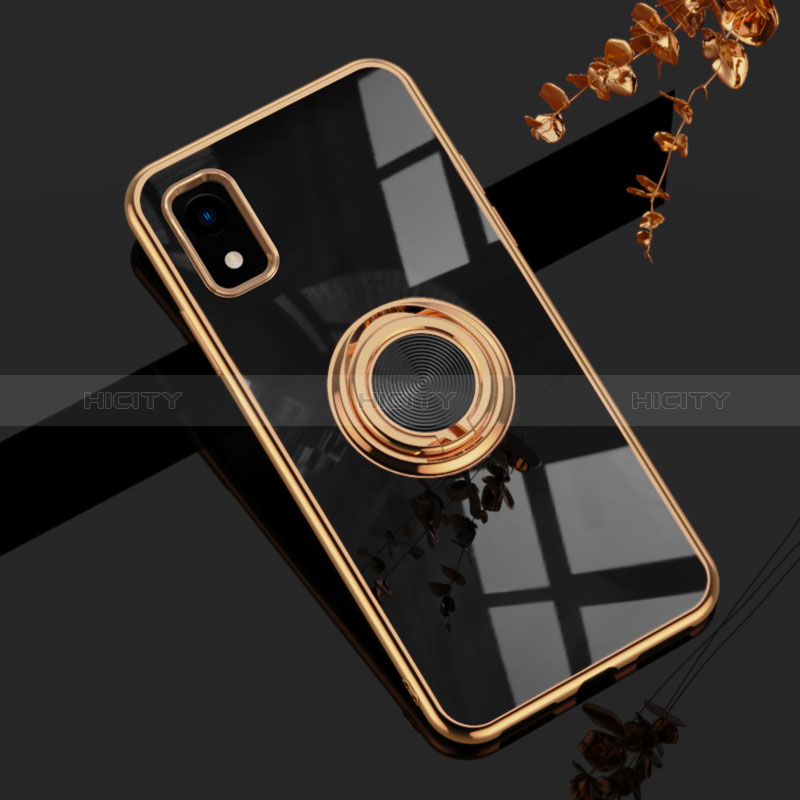 Coque Ultra Fine Silicone Souple Housse Etui avec Support Bague Anneau Aimante Magnetique AN1 pour Sharp Aquos wish3 Noir Plus