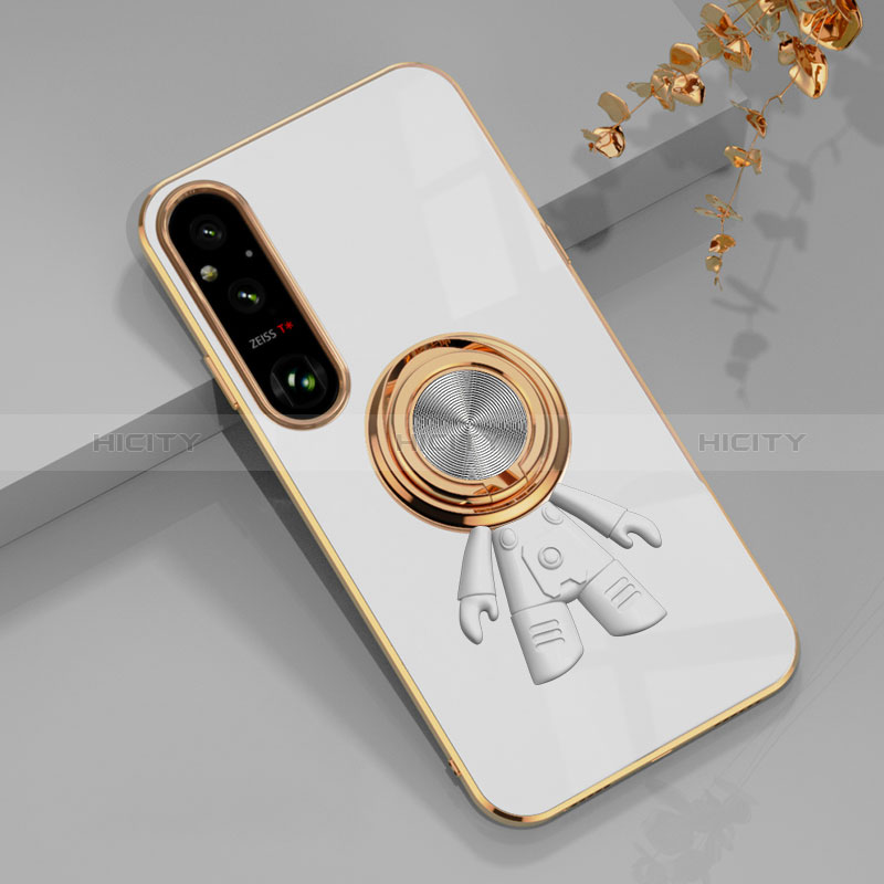 Coque Ultra Fine Silicone Souple Housse Etui avec Support Bague Anneau Aimante Magnetique AN1 pour Sony Xperia 1 V Plus