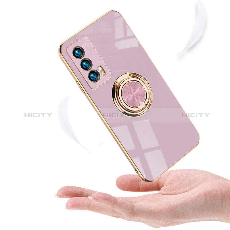 Coque Ultra Fine Silicone Souple Housse Etui avec Support Bague Anneau Aimante Magnetique AN1 pour Vivo iQOO 7 India 5G Plus