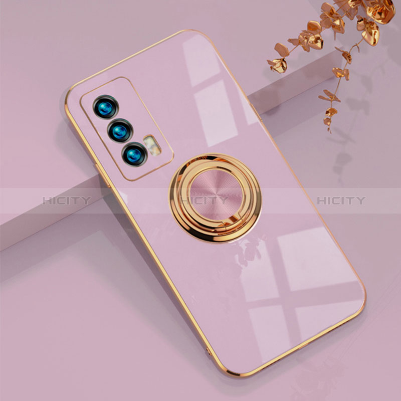 Coque Ultra Fine Silicone Souple Housse Etui avec Support Bague Anneau Aimante Magnetique AN1 pour Vivo iQOO 7 India 5G Plus