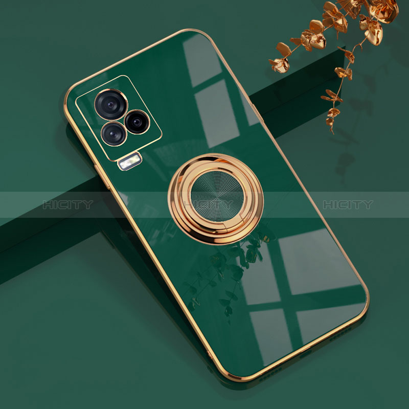 Coque Ultra Fine Silicone Souple Housse Etui avec Support Bague Anneau Aimante Magnetique AN1 pour Vivo iQOO 7 Legend 5G Vert Plus