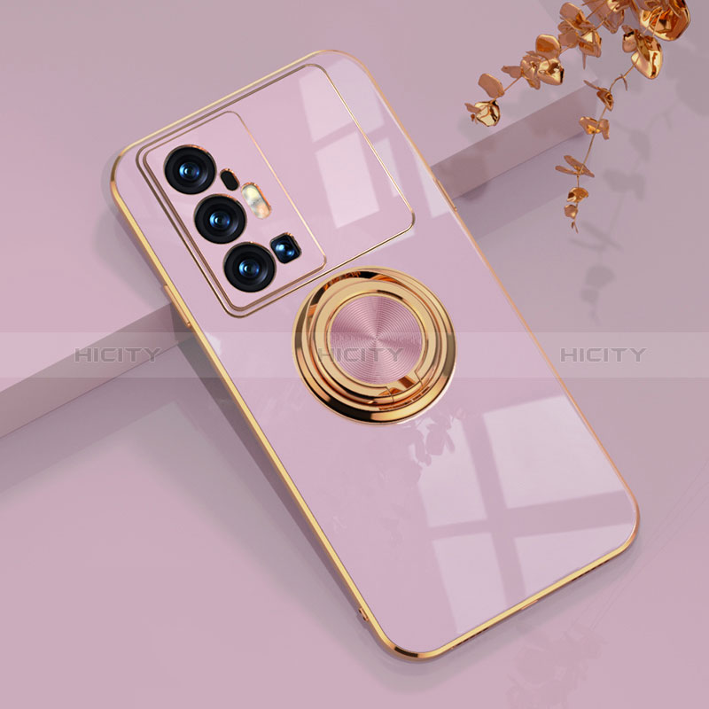 Coque Ultra Fine Silicone Souple Housse Etui avec Support Bague Anneau Aimante Magnetique AN1 pour Vivo X70 Pro+ Plus 5G Plus