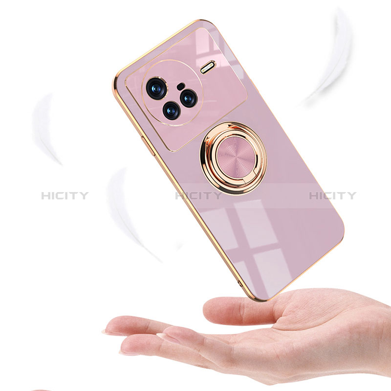 Coque Ultra Fine Silicone Souple Housse Etui avec Support Bague Anneau Aimante Magnetique AN1 pour Vivo X80 Pro 5G Plus