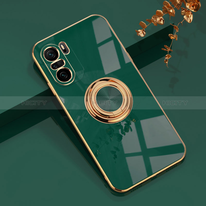 Coque Ultra Fine Silicone Souple Housse Etui avec Support Bague Anneau Aimante Magnetique AN1 pour Xiaomi Mi 11X 5G Vert Plus