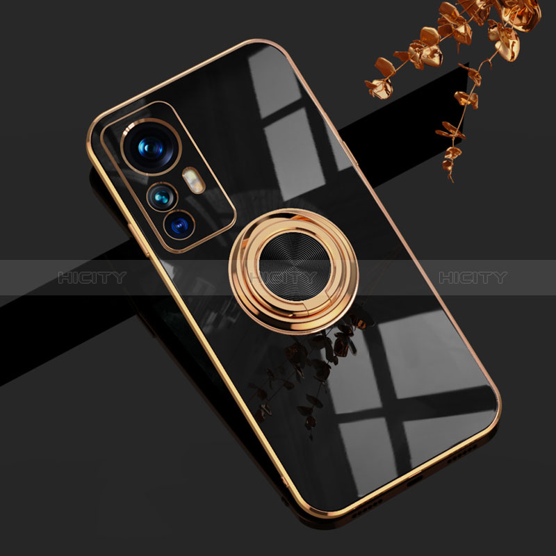 Coque Ultra Fine Silicone Souple Housse Etui avec Support Bague Anneau Aimante Magnetique AN1 pour Xiaomi Mi 12T 5G Noir Plus