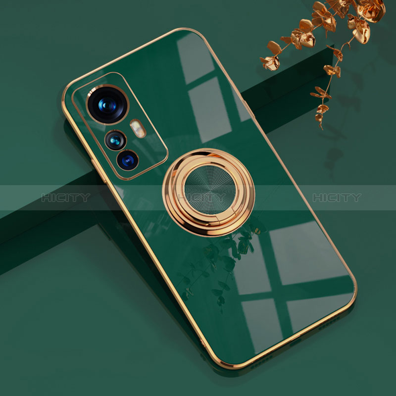 Coque Ultra Fine Silicone Souple Housse Etui avec Support Bague Anneau Aimante Magnetique AN1 pour Xiaomi Mi 12T 5G Vert Plus