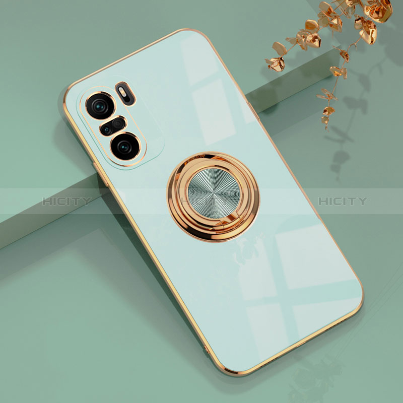 Coque Ultra Fine Silicone Souple Housse Etui avec Support Bague Anneau Aimante Magnetique AN1 pour Xiaomi Poco F3 5G Plus