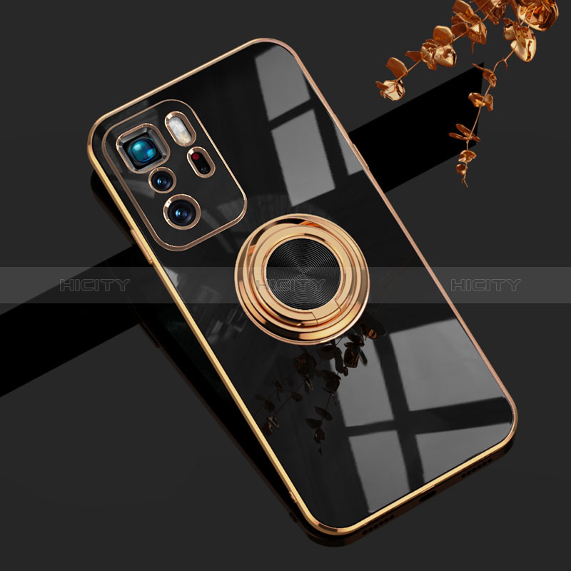 Coque Ultra Fine Silicone Souple Housse Etui avec Support Bague Anneau Aimante Magnetique AN1 pour Xiaomi Poco X3 GT 5G Noir Plus