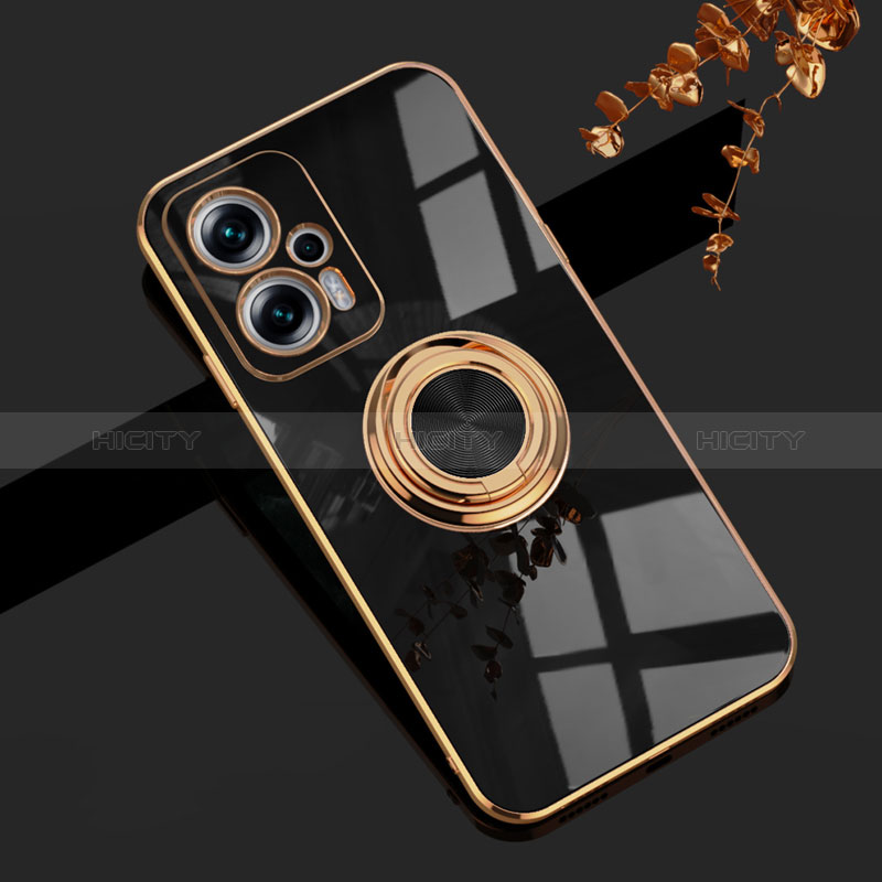 Coque Ultra Fine Silicone Souple Housse Etui avec Support Bague Anneau Aimante Magnetique AN1 pour Xiaomi Poco X4 GT 5G Noir Plus