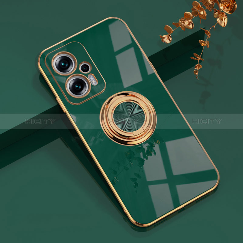 Coque Ultra Fine Silicone Souple Housse Etui avec Support Bague Anneau Aimante Magnetique AN1 pour Xiaomi Poco X4 GT 5G Vert Plus