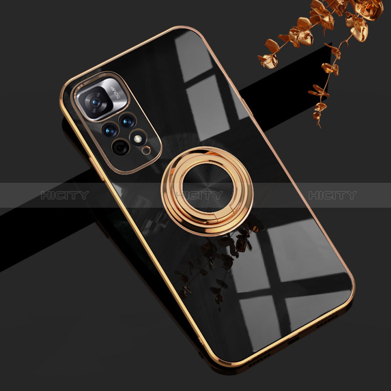 Coque Ultra Fine Silicone Souple Housse Etui avec Support Bague Anneau Aimante Magnetique AN1 pour Xiaomi Poco X4 NFC Plus