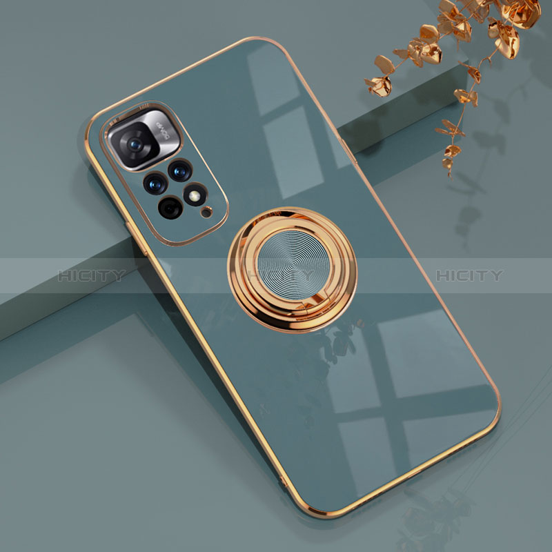 Coque Ultra Fine Silicone Souple Housse Etui avec Support Bague Anneau Aimante Magnetique AN1 pour Xiaomi Redmi Note 11 Pro+ Plus 5G Plus