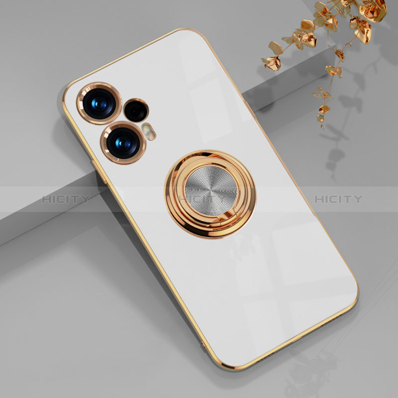 Coque Ultra Fine Silicone Souple Housse Etui avec Support Bague Anneau Aimante Magnetique AN1 pour Xiaomi Redmi Note 12 Turbo 5G Blanc Plus