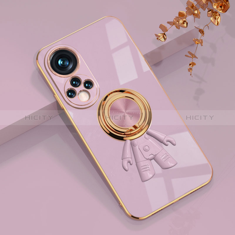 Coque Ultra Fine Silicone Souple Housse Etui avec Support Bague Anneau Aimante Magnetique AN2 pour Huawei Honor 50 5G Violet Plus