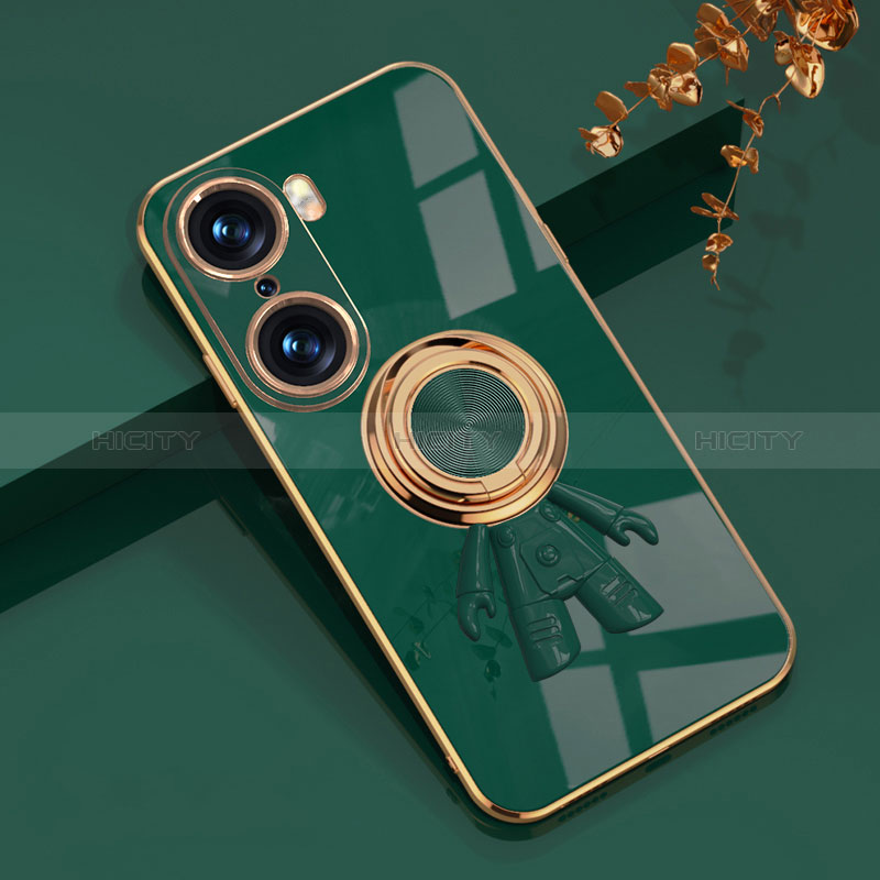 Coque Ultra Fine Silicone Souple Housse Etui avec Support Bague Anneau Aimante Magnetique AN2 pour Huawei Honor 60 5G Vert Plus