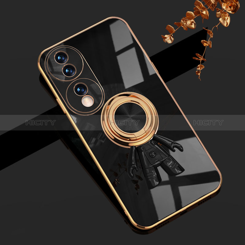 Coque Ultra Fine Silicone Souple Housse Etui avec Support Bague Anneau Aimante Magnetique AN2 pour Huawei Honor 70 5G Noir Plus