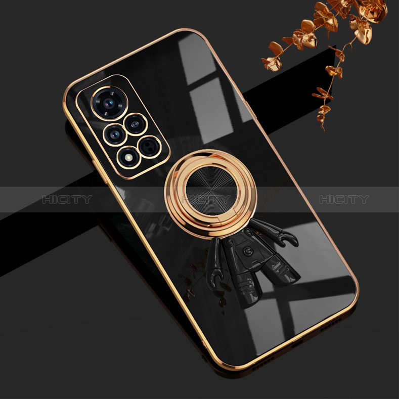 Coque Ultra Fine Silicone Souple Housse Etui avec Support Bague Anneau Aimante Magnetique AN2 pour Huawei Honor V40 5G Noir Plus