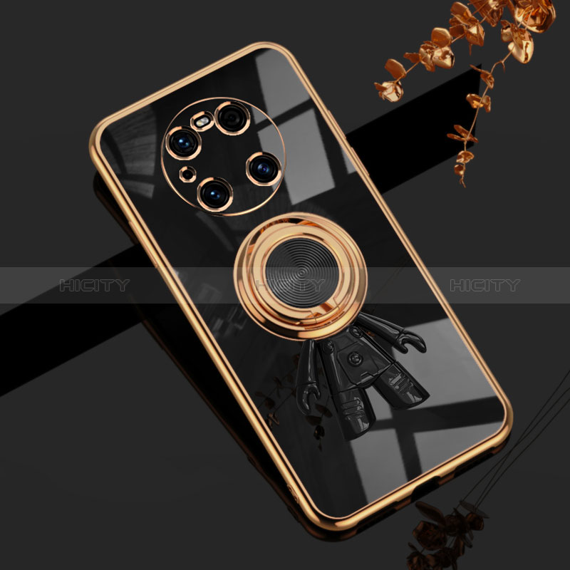 Coque Ultra Fine Silicone Souple Housse Etui avec Support Bague Anneau Aimante Magnetique AN2 pour Huawei Mate 40 Pro Noir Plus