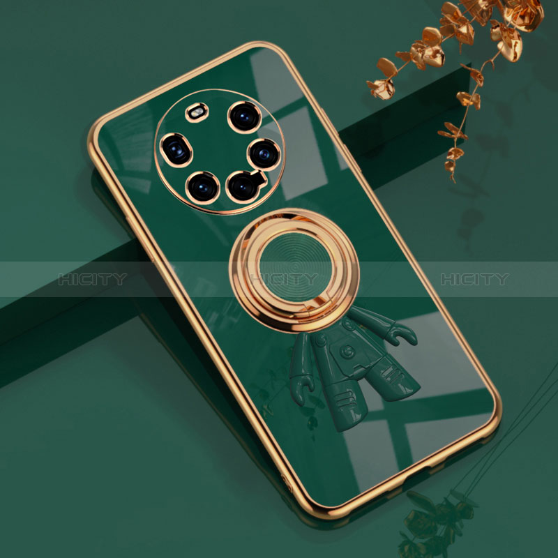 Coque Ultra Fine Silicone Souple Housse Etui avec Support Bague Anneau Aimante Magnetique AN2 pour Huawei Mate 40 Pro+ Plus Vert Plus