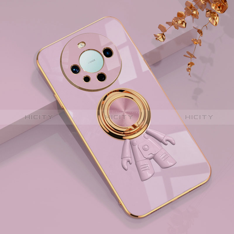 Coque Ultra Fine Silicone Souple Housse Etui avec Support Bague Anneau Aimante Magnetique AN2 pour Huawei Mate 60 Pro Plus