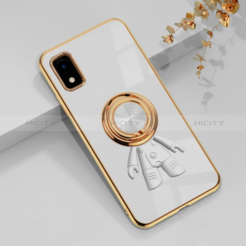 Coque Ultra Fine Silicone Souple Housse Etui avec Support Bague Anneau Aimante Magnetique AN2 pour Sharp Aquos wish3 Blanc Plus