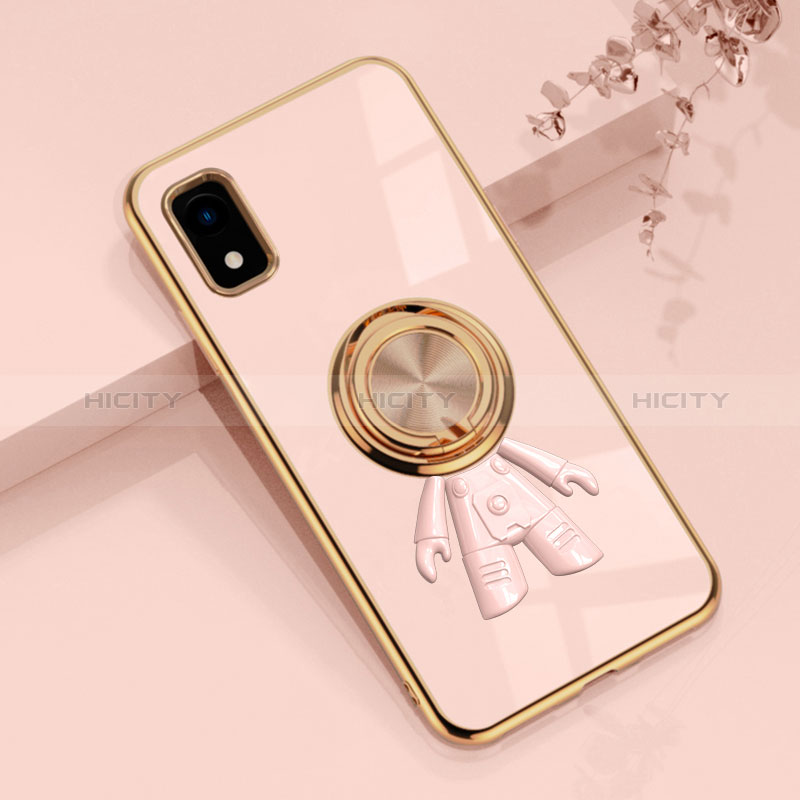 Coque Ultra Fine Silicone Souple Housse Etui avec Support Bague Anneau Aimante Magnetique AN2 pour Sharp Aquos wish3 Or Rose Plus