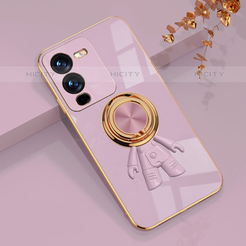 Coque Ultra Fine Silicone Souple Housse Etui avec Support Bague Anneau Aimante Magnetique AN2 pour Vivo V25 Pro 5G Plus