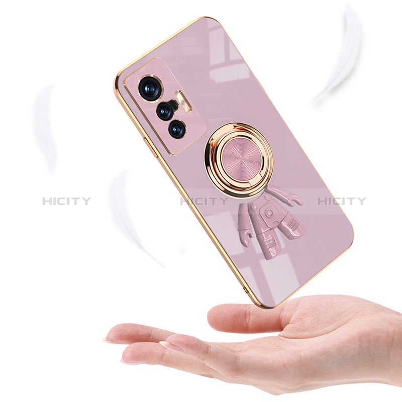 Coque Ultra Fine Silicone Souple Housse Etui avec Support Bague Anneau Aimante Magnetique AN2 pour Vivo X70 Pro 5G Plus