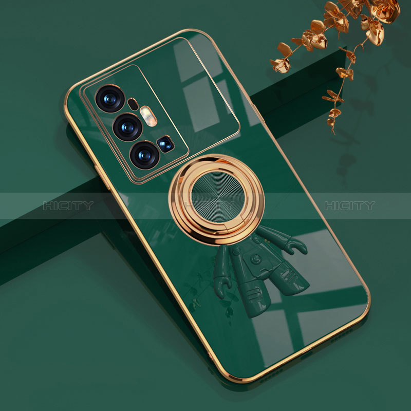 Coque Ultra Fine Silicone Souple Housse Etui avec Support Bague Anneau Aimante Magnetique AN2 pour Vivo X70 Pro+ Plus 5G Vert Plus