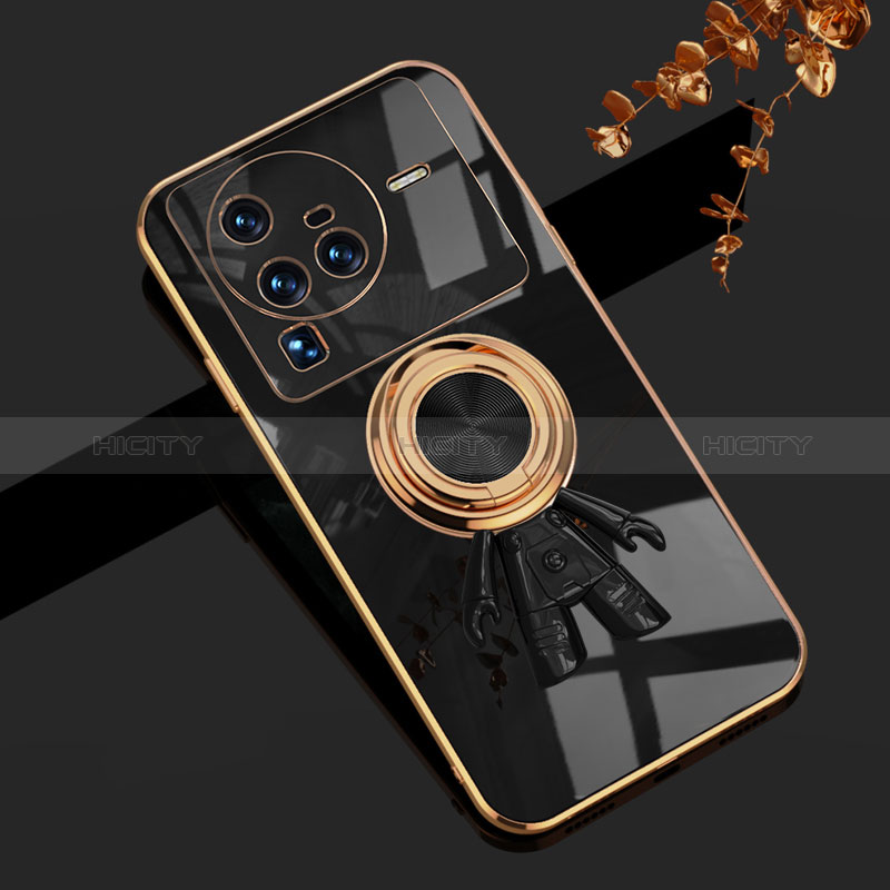 Coque Ultra Fine Silicone Souple Housse Etui avec Support Bague Anneau Aimante Magnetique AN2 pour Vivo X80 Pro 5G Plus