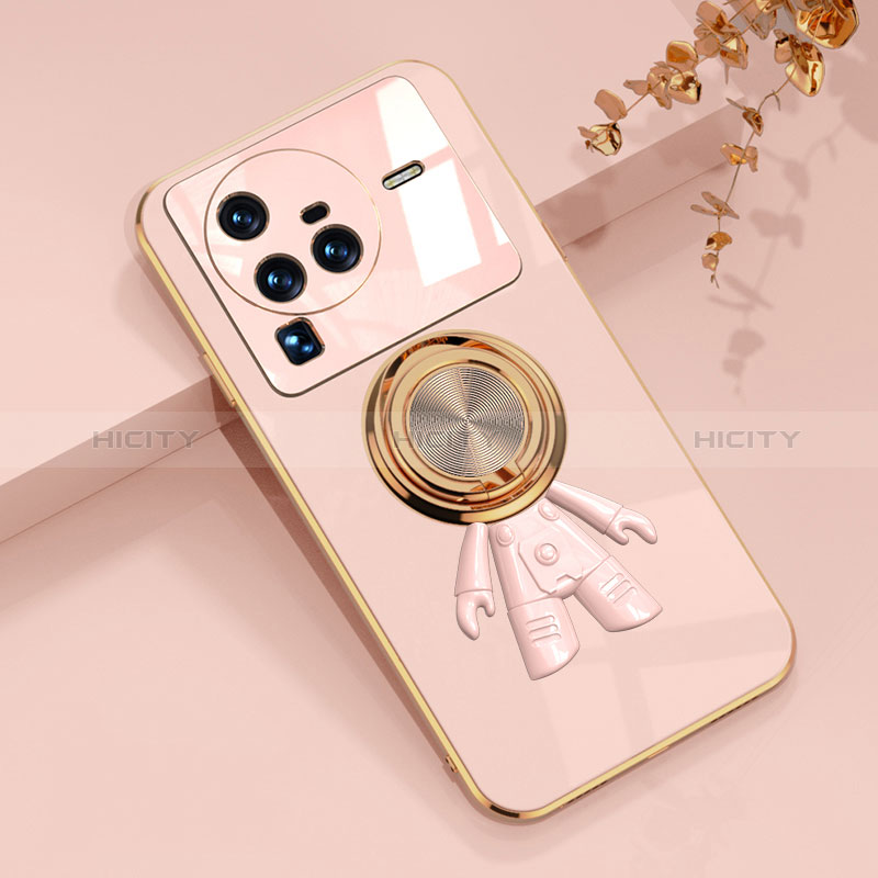 Coque Ultra Fine Silicone Souple Housse Etui avec Support Bague Anneau Aimante Magnetique AN2 pour Vivo X80 Pro 5G Plus