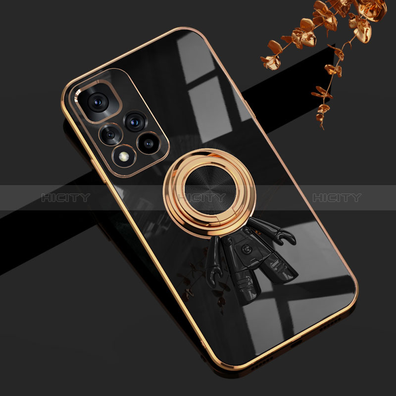 Coque Ultra Fine Silicone Souple Housse Etui avec Support Bague Anneau Aimante Magnetique AN2 pour Xiaomi Mi 11i 5G (2022) Noir Plus