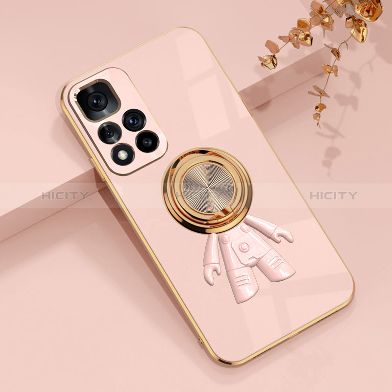 Coque Ultra Fine Silicone Souple Housse Etui avec Support Bague Anneau Aimante Magnetique AN2 pour Xiaomi Mi 11i 5G (2022) Rose Plus